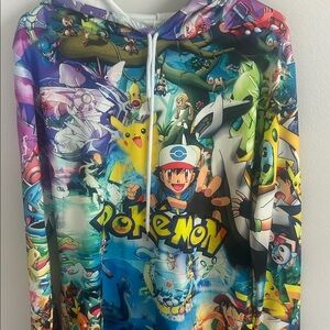 Pokémon All-Over Print Hoodie with Pikachu and Ash